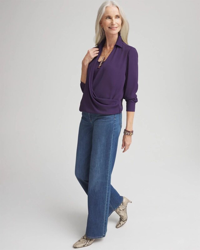 Surplice Bubble Hem Shirt - image 2